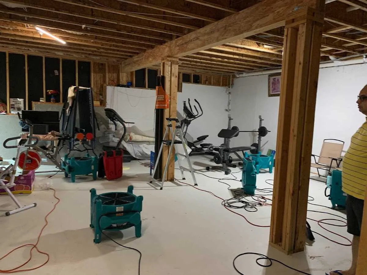 Basement drying equipment setup for Contents Cleaning & Restoration in Sioux City
